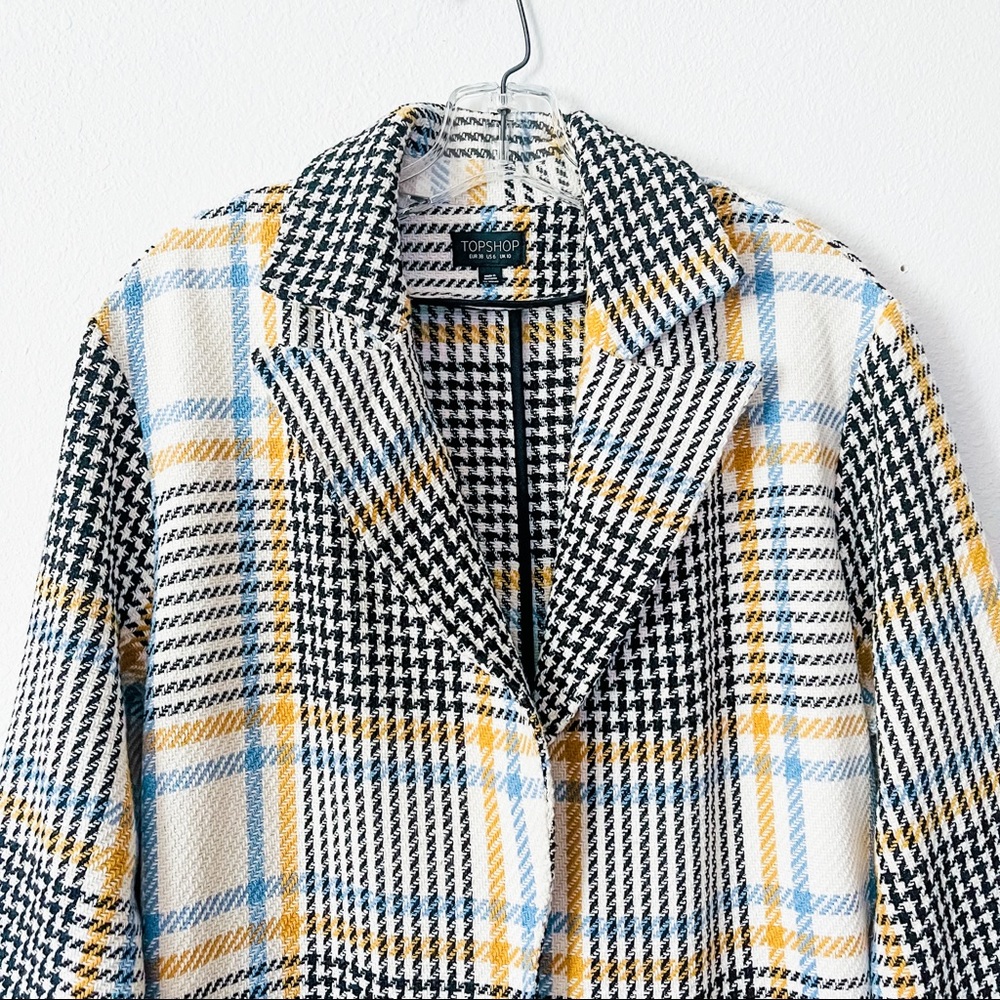 TOPSHOP Check Duster Coat Multicolor Size 6 NWOT - Picture 10 of 13